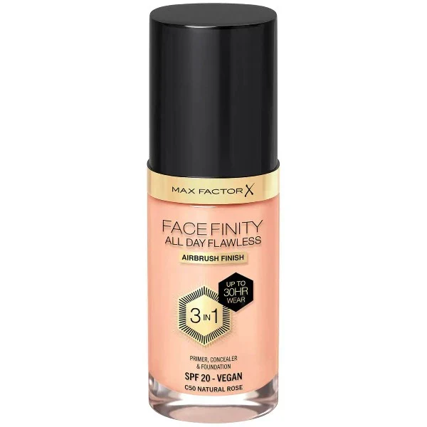 Max Factor Face Finity 3 In 1 All Day Flawless Foundation - C50 Natural Rose
